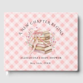 A New Chapter Begins Pink Bow Books Baby Shower Gastenboek (Voorkant)
