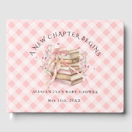 A New Chapter Begins Pink Bow Books Baby Shower Gastenboek