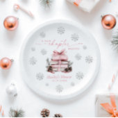 A New Chapter Begins, Pink Bow Winter Baby Shower Papieren Bordje