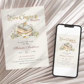 A New Chapter Begins Rustic Book Theme Baby Shower Kaart