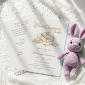 A New Chapter Begins Rustic Book Theme Baby Shower Kaart