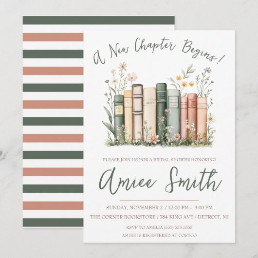 A New Chapter Begins! Spring Floral Bridal Shower Kaart (Voorkant / Achterkant)