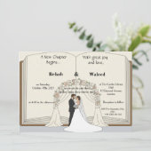 A New Chapter Begins Storybook Wedding IInvitation Kaart (Staand voorkant)