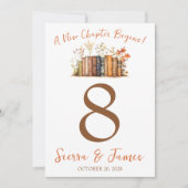 A New Chapter Begins! Wedding Table Number Signs Kaart (Voorkant)