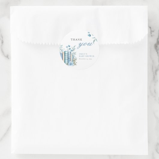 A New Chapter Blue Baby Shower Ronde Sticker (Tas)