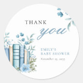 A New Chapter Blue Baby Shower Ronde Sticker (Voorkant)