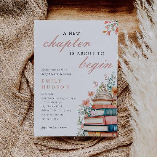 A New Chapter Floral Baby Shower Kaart