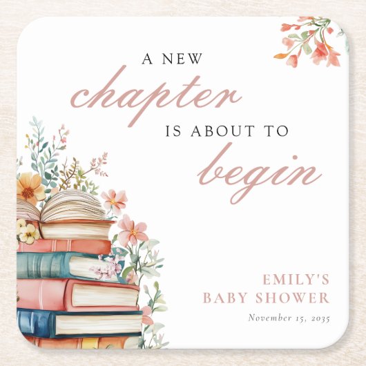 A New Chapter Floral Baby Shower Kartonnen Onderzetters (Voorkant)