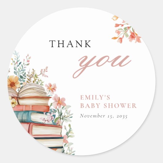 A New Chapter Floral Baby Shower Ronde Sticker (Voorkant)