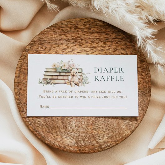 A New Chapter Floral Book Diaper Raffle Enclosure Visitekaartje