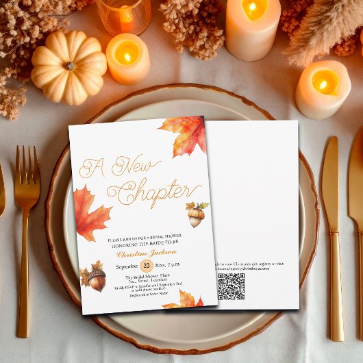 A New Chapter Maple Tree Leaves Bridal Shower  Kaart