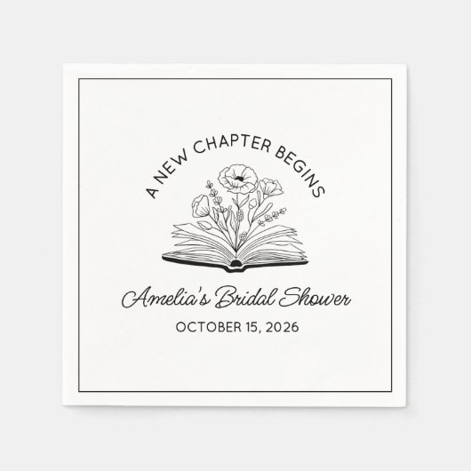 "A New Chapter" Vrijgezellenfeest Book Lover Elega Servet (Voorkant)