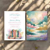 A New Chapter Watercolor Book Bridal Shower Kaart