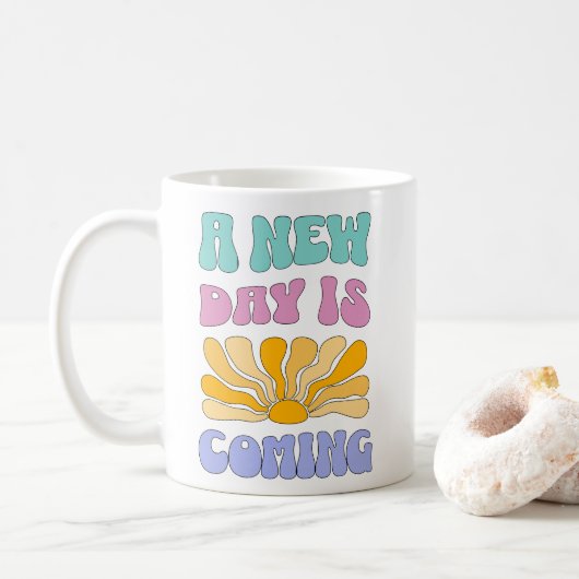 A New Day is Coming Koffiemok (Met donut)