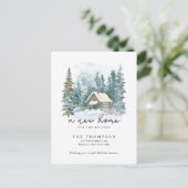 A New Home Winter Handwriting Calligraphy Moving Feestdagenkaart (Staand voorkant)