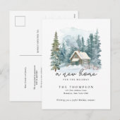 A New Home Winter Handwriting Calligraphy Moving Feestdagenkaart (Voorkant / Achterkant)