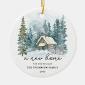 A New Home Winter Handwriting Calligraphy Moving Keramisch Ornament (Voorkant)