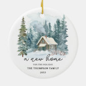 A New Home Winter Handwriting Calligraphy Moving Keramisch Ornament (Achterkant)