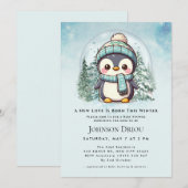 A New Love Is Born This Winter Winter Penguin Baby Kaart (Voorkant / Achterkant)