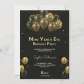 A New Year's Eve birthday party invitation with go Kaart (Voorkant)