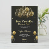 A New Year's Eve birthday party invitation with go Kaart (Staand voorkant)