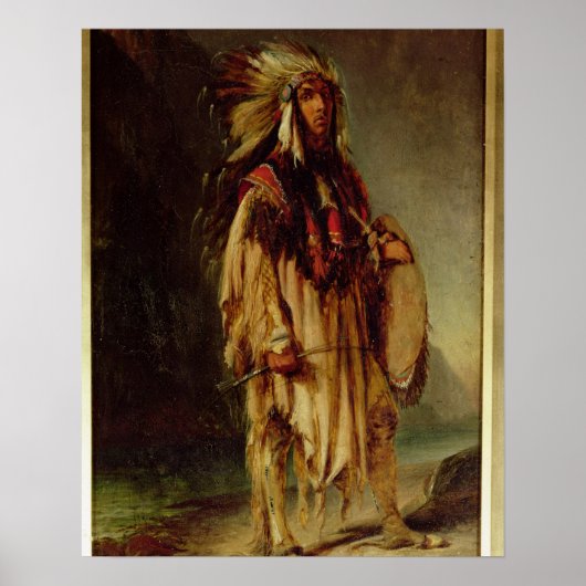 A North American Indian in an Extensive Landscape, Poster (Voorkant)