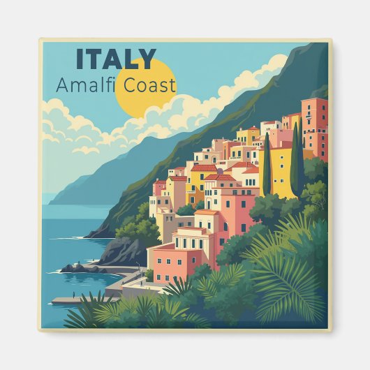 A Nostalgic Classic Travel Poster – Amalfi Coast Magneet (Voorkant)