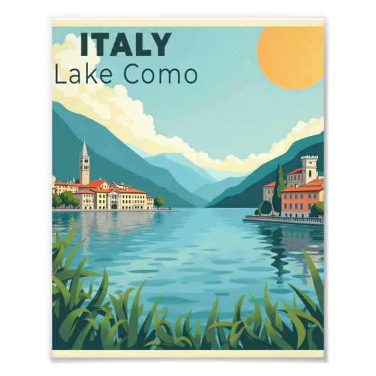 A Nostalgic Classic Travel Poster – Italy Lake Com (Voorkant)