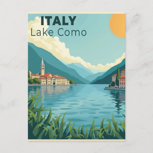 A Nostalgic Classic Travel Poster – Italy Lake Com Briefkaart (Voorkant)