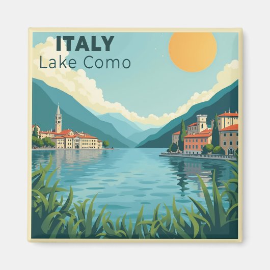 A Nostalgic Classic Travel Poster – Italy Lake Com Magneet (Voorkant)