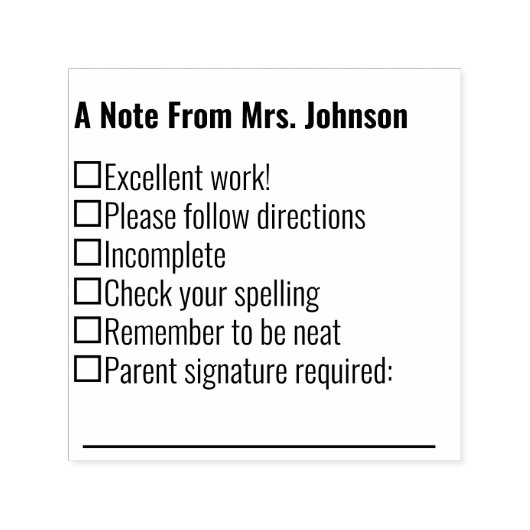 A Note From Teacher Template Zelfinktende Stempel (Design)