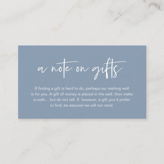 A note on gifts, Honeymoon Wish Fund Cash Informatiekaartje (Voorkant)