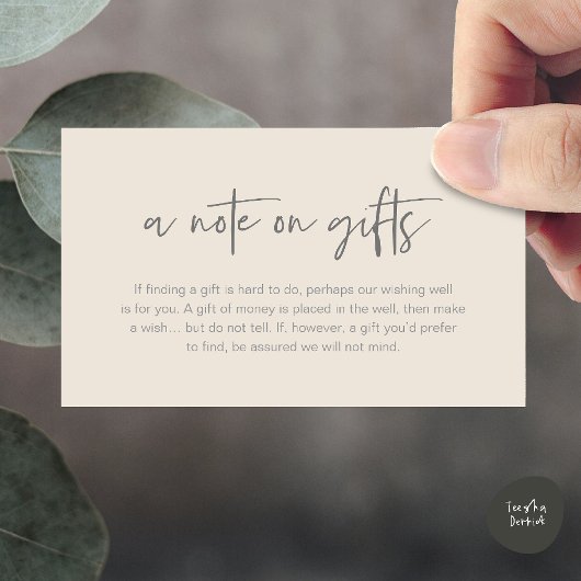 A note on gifts, Honeymoon Wish Fund Cash Informatiekaartje