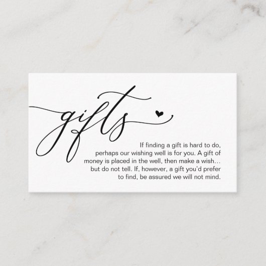 A note on gifts, Modern Romantic Wedding  Informatiekaartje (Voorkant)