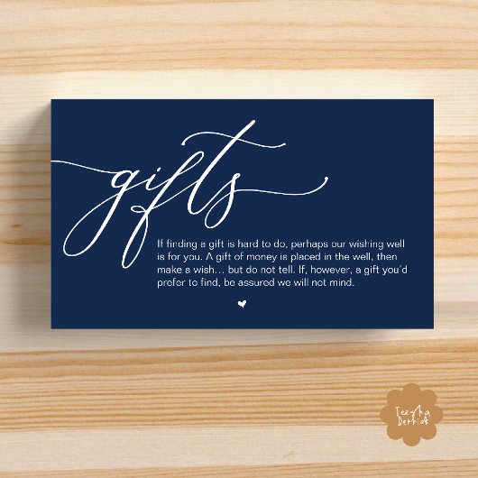 A note on gifts, Modern Romantic Wedding  Informatiekaartje