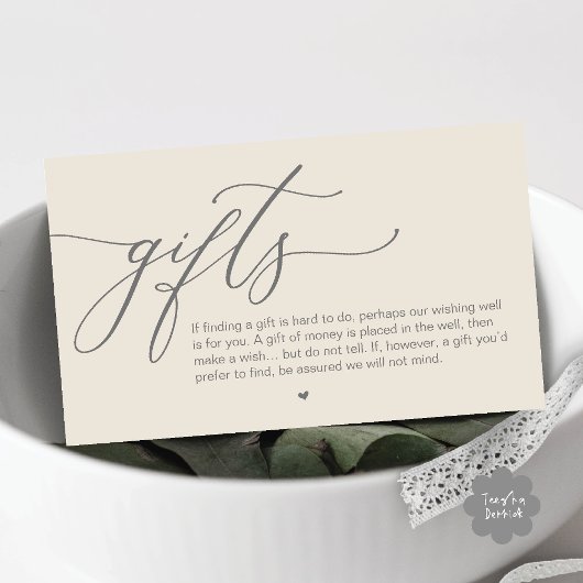 A note on gifts, Modern Romantic Wedding Informatiekaartje