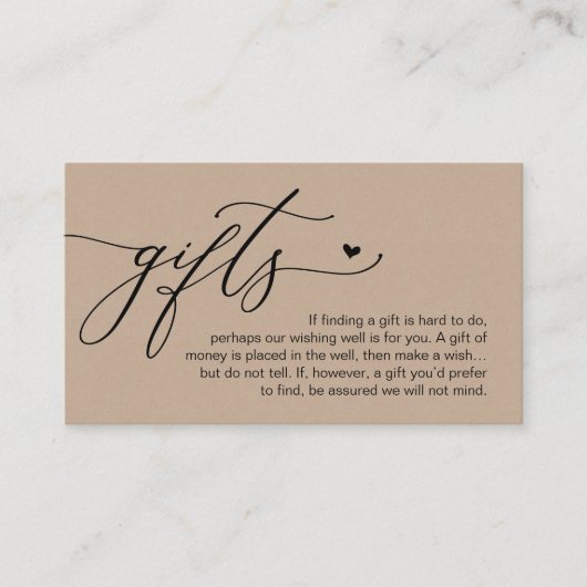 A note on gifts, Modern Romantic Wedding  Informatiekaartje (Voorkant)