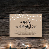 A Note On Gifts Rustic Wedding Kraft String Lights Informatiekaartje