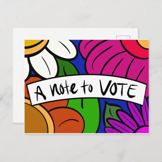 A Note to VOTE flowers Uitnodiging Briefkaart (Voorkant / Achterkant)
