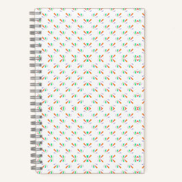 A notebook with a spiral binding features a white  notitieboek