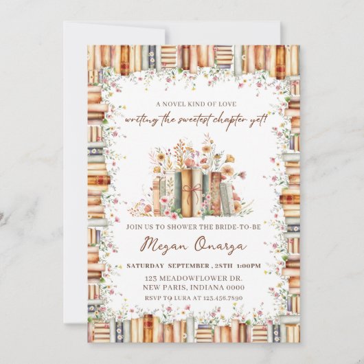 A Novel Kind of Love Book Theme Bridal Shower   Kaart (Voorkant)