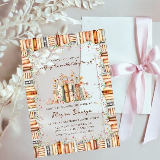 A Novel Kind of Love Book-Themed Floral Bridal  Acryl Uitnodigingen