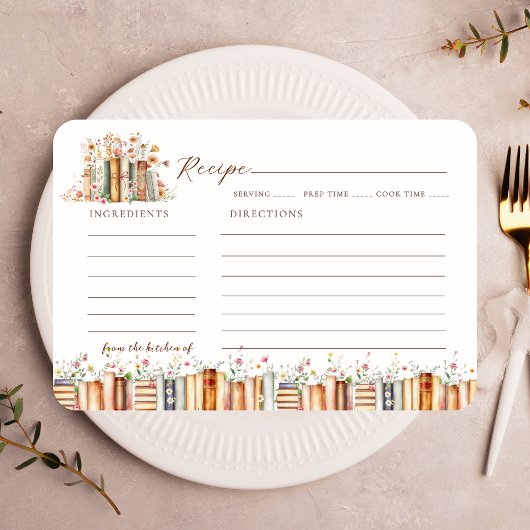 A Novel Kind of Love Floral Book Bridal Recipe Informatiekaartje