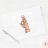 A OK ~ Handteken en gebaren a-ok Vierkante Sticker (Envelop)