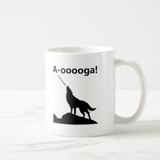 "A-OOOOOOGA!" Wolf Funny Mug Koffiemok (Rechts)