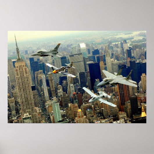 A P-51 Mustang, F-16 Fighting Falcon, F-15 Eagle, Poster (Voorkant)