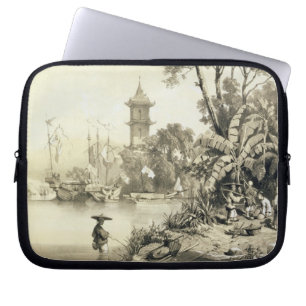 A Pagoda op het kanton Macao-Canton, bord 21 van Laptop Sleeve