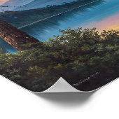 A painting of a mountain lake and trees in evening poster (Hoek)
