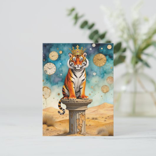 A Painting of a Tiger in a Crown Briefkaart (Staand voorkant)