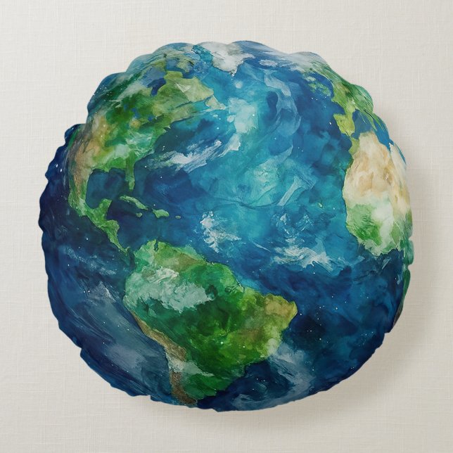 A painting of the earth in a space rond kussen (Voorkant)